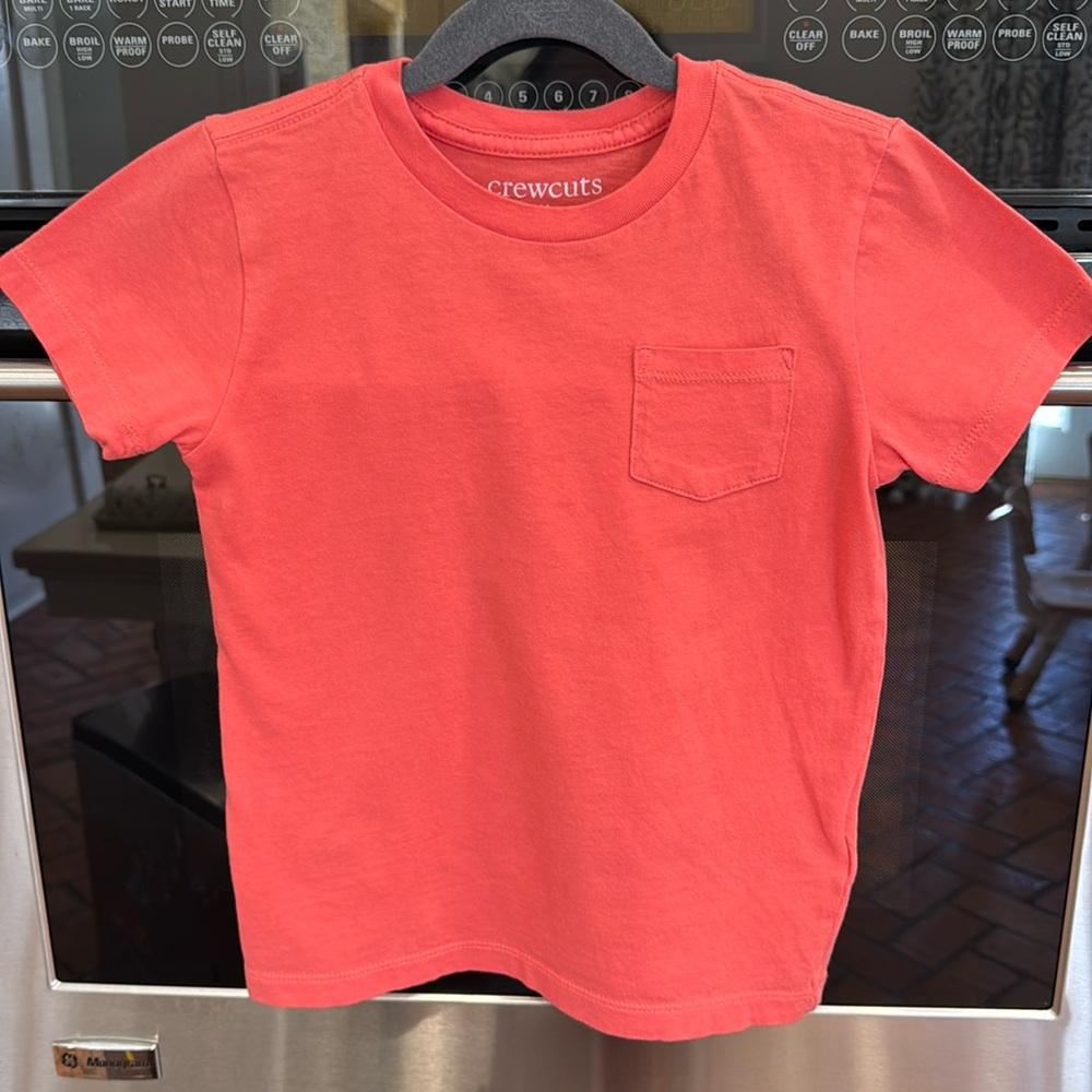 Crewcuts - Kids Cotton Pocket T-Shirt - Coral - Size: 4-5T